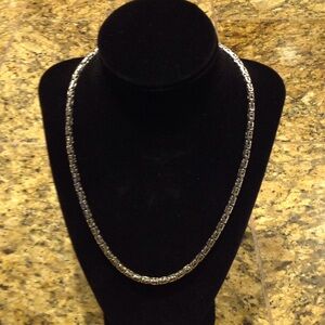 Square Byzantine Sterling Silver 20" Necklace